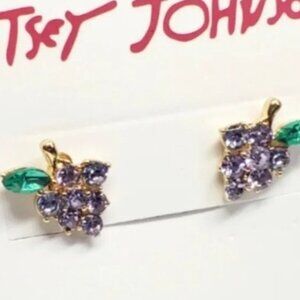 Purple grapes Rhinestones Stud Earrings gold tone 🍇